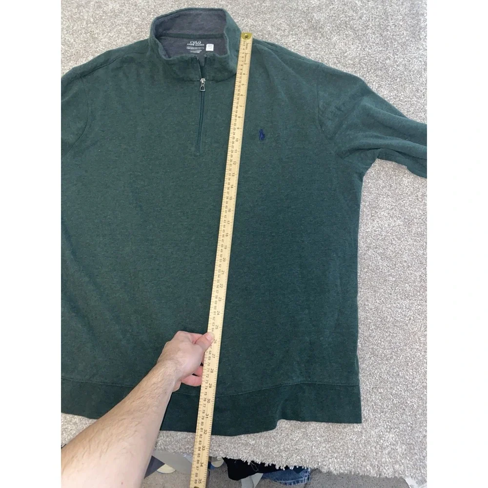 Polo Ralph Lauren‎ Performance 1/4 Zip Jacket Green Viscose Blend Blue Pony 2XL